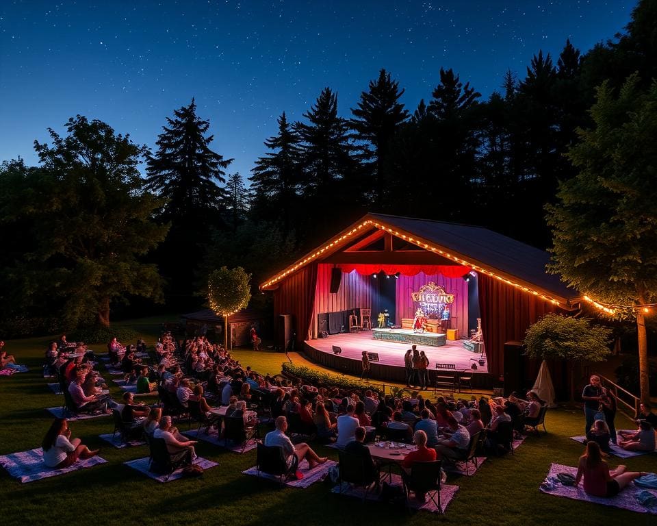 Atmosphäre im Freien mit Freilichtbühnen