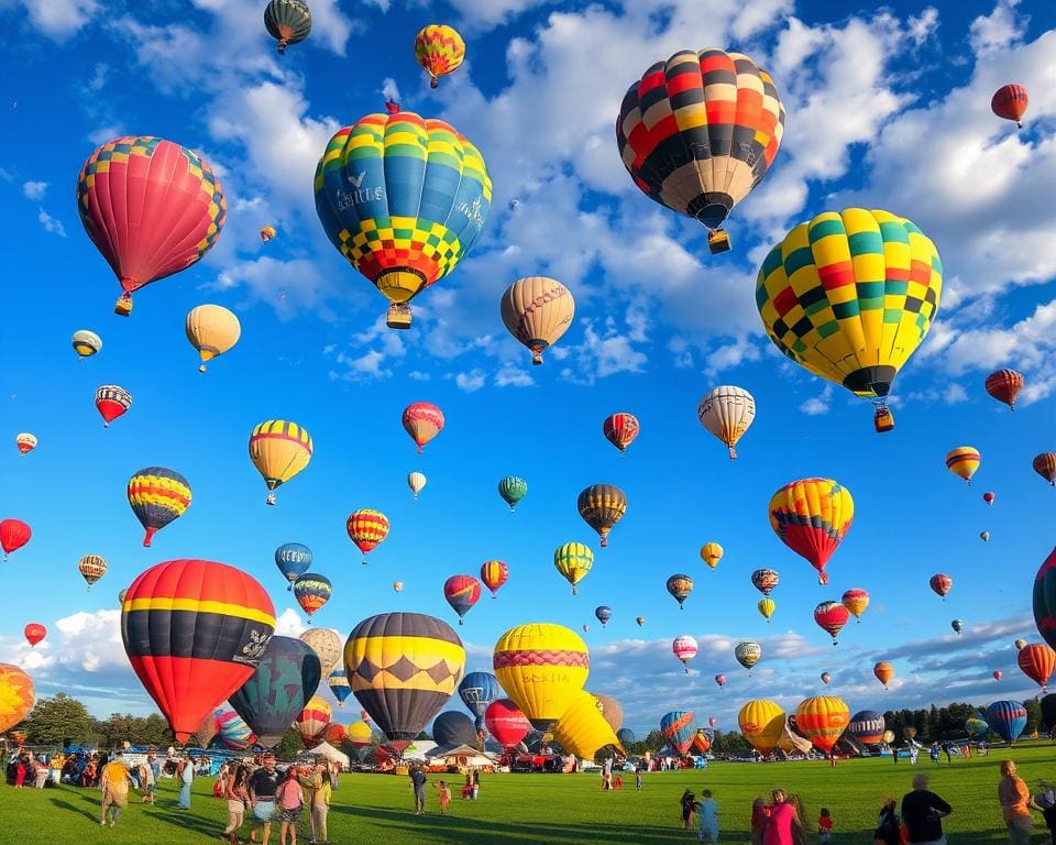 Ballooning-Festivals mit bunten Heißluftballons