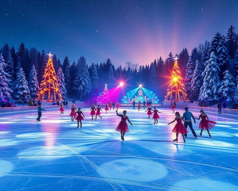 Eislaufshows auf gefrorenen Seen