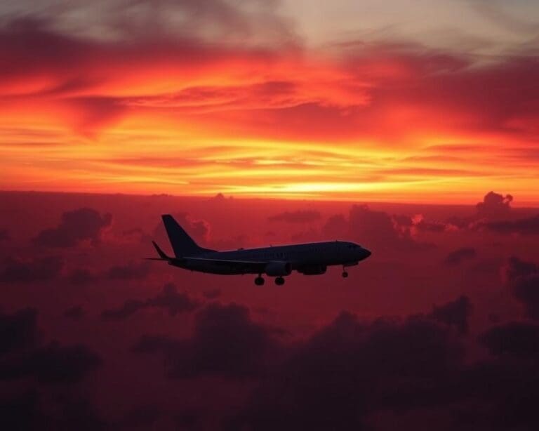 Flug in den Sonnenuntergang: Romantik in der Luft