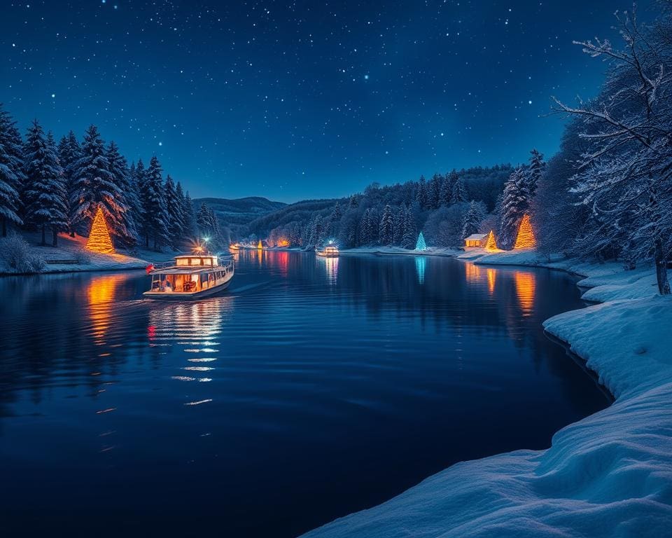 Lichterfahrten auf dem Wasser während der Weihnachtszeit