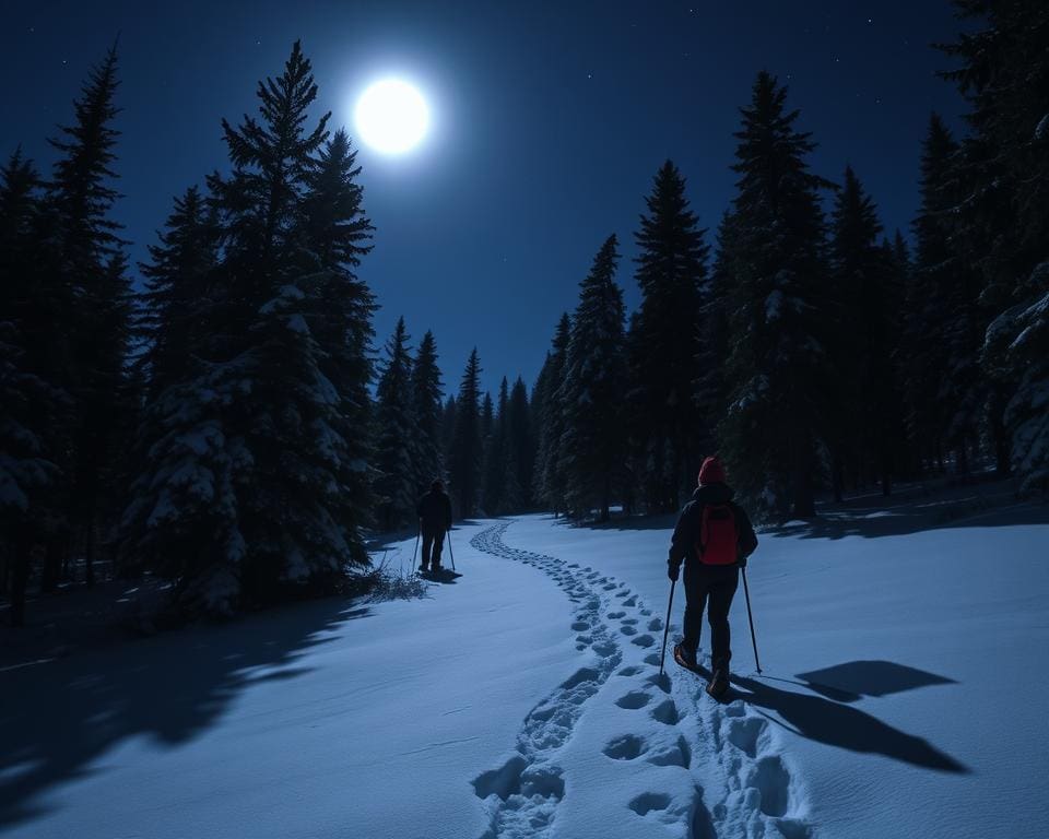 Schneeschuhwanderungen bei Mondlicht