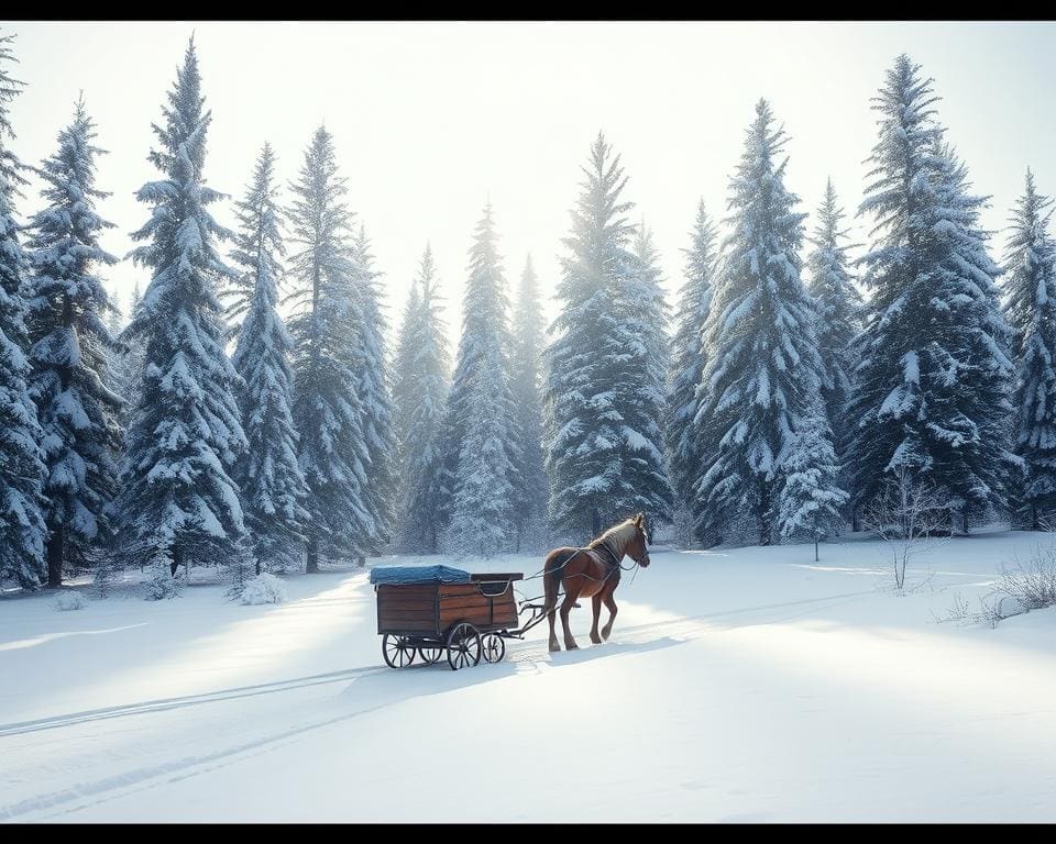 Winteridylle in schneebedeckten Wäldern